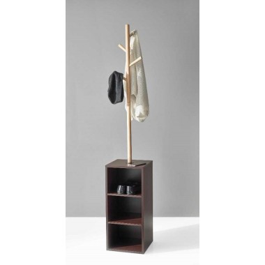 Hutch Storage Coat Rack - Walnut/Natural