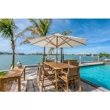 Royal Teak Admiral Counter Height Table 40x70 - Lifestyle