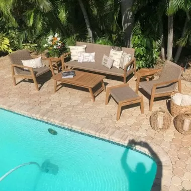 Royal Teak Admiral Sofa Sand Outdoor Set