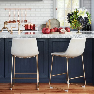 Aeon Petra Counter Stool with Gold Frame - Set of 2