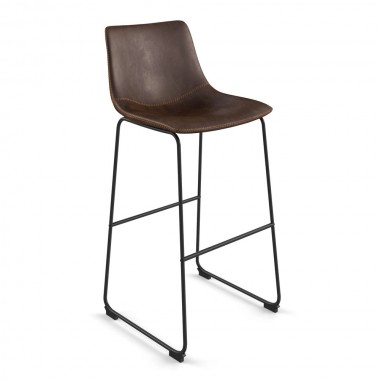 Aeon Petra Bar Stool Dark Brown With Black Frame - Set of 2