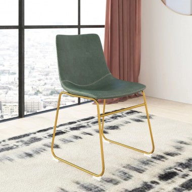 Aeon Petra Dining Chair with Gold Legs Green- Set of 2