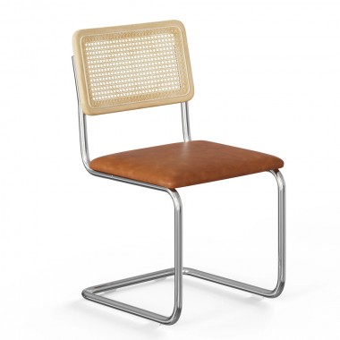 Aeon Hayward Cane Back Vegan Leather Side Chair - Set Of 2 Saddle