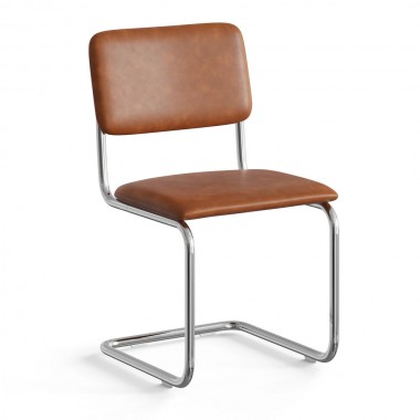 Aeon Hayward Vegan Leather Side Chair Chrome Frame / Saddle Vegan Leather- Set Of 2