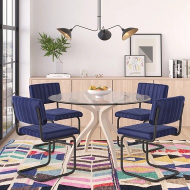 Aeon Mesa Dining Chair Sapphire Velvet / Black Matte Frame- Set of 2