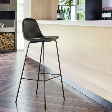 Aeon Maxine Barstool Midnight Vegan Leather - Set of 2