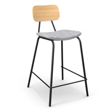 Aeon Sabine Natural Counter Stool Grey- Set of 2
