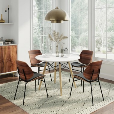 Aeon Sophia Bentwood Side Chair Black Vegan Leather / Black Legs- Set of 2