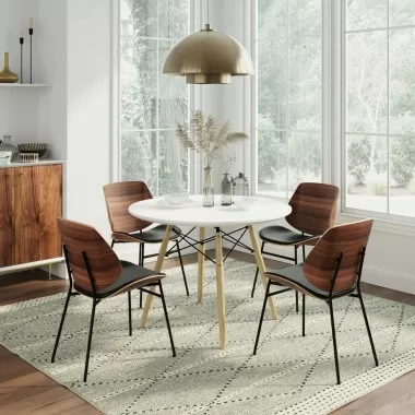 Aeon Sophia Bentwood Side Chair Black Vegan Leather / Black Legs- Set of 2