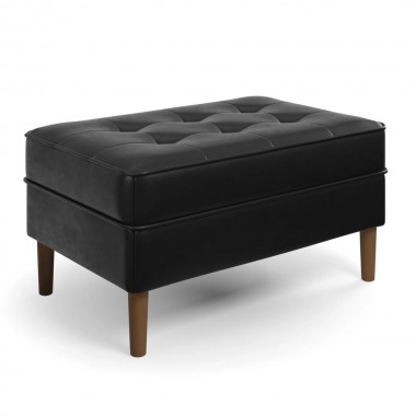 Aeon Zander Leather Ottoman Black