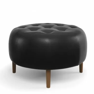 Aeon Harding Leather Round Ottoman