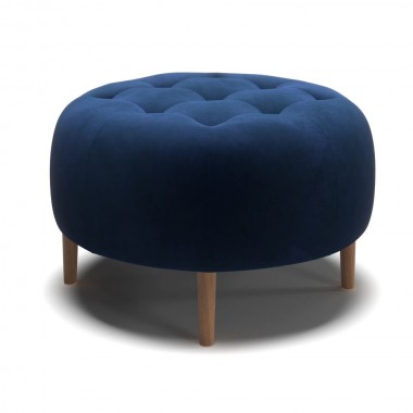 Aeon Bloomfield Round Performance Velvet Ottoman Ink