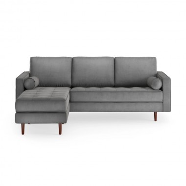 Aeon Bloomfield Performance Velvet Reversible Sectional Platinum