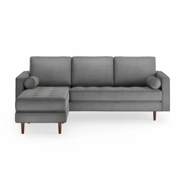 Aeon Bloomfield Performance Velvet Reversible Sectional Platinum