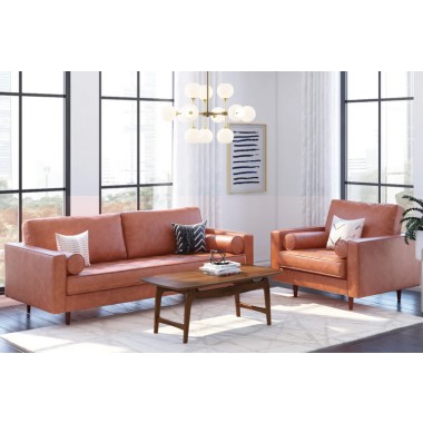 Aeon Zander Leather Sofa Caramel