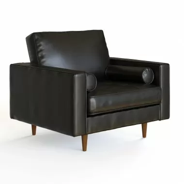 Aeon Bloomfield Upholstered Vegan Leather Arm Chair Midnight