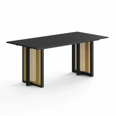 Aeon Havenwood Rectangular Dining Table with Cane Base Ebonized Oak Veneer