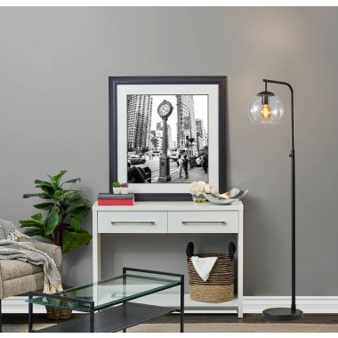 Adesso Globe Floor Lamp Clear Glass Black