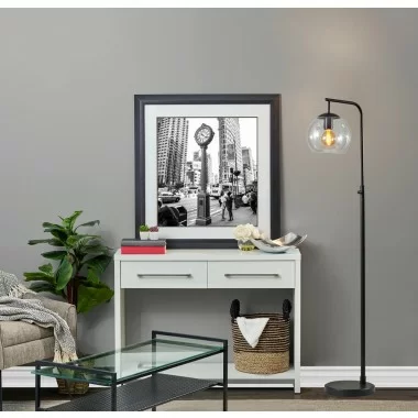 Adesso Globe Floor Lamp Clear Glass Black