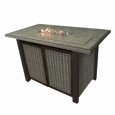 AZ Patio Heaters Rectangular Bar Height Tile Top Fire Pit with Wind Screen - Lifestyle