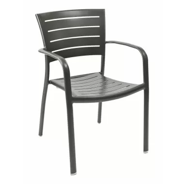 Aluminum Arm Chair W/ Groove Cut Out - Bronze