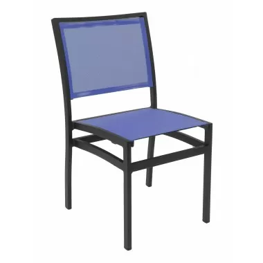 Aluminum Side Chair W/ Textile Back and Seat - Black and Blue