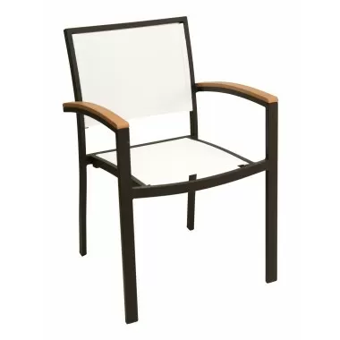 Aluminum Arm Chair W/ Textile Back and Seat - Black and White