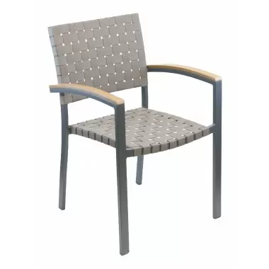 Aluminum Arm Chair W/ Mesh Belt Seat And Back - Anthracite Black