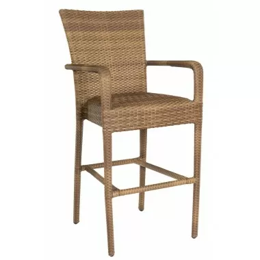 Woodard Et Cetera Padded Seat Bar Stool with Arms - Angled