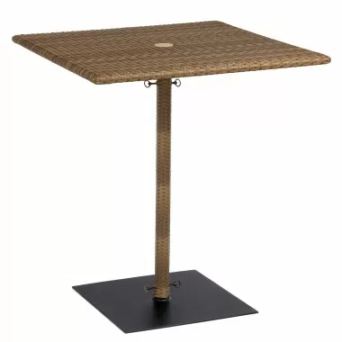 Woodard Et Cetera Square Umbrella Bar Height Table with Weighted Base in Mocha