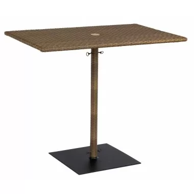 Woodard Et Cetera Rectangular Umbrella Bar Height Table with Weighted Base in Mocha