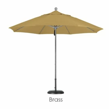 California Umbrella 9' Fiberglass Market Umbrella Pulley Open Silver Anodized - Sunbrella