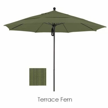 California Umbrella 11' Fiberglass Market Umbrella PO DVent Silver Anodized - Olefin