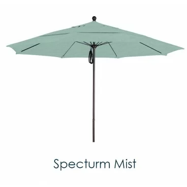 California Umbrella 11' Fiberglass Market Umbrella PO DVent Silver Anodized - Sunbrella
