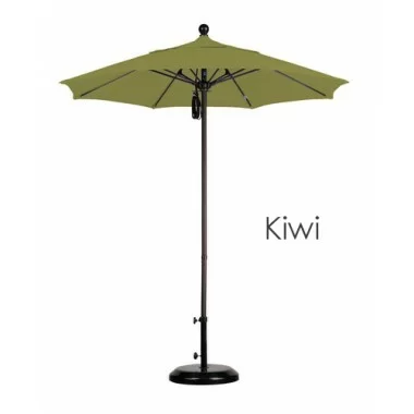 California Umbrella 7.5' Fiberglass Market Umbrella Pulley Open Silver Anodized - Olefin