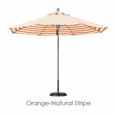 California Umbrella 9' Fiberglass Market Umbrella Pulley Open Silver Anodized - Olefin