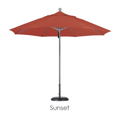California Umbrella 9' Fiberglass Market Umbrella Pulley Open Silver Anodized - Pacifica
