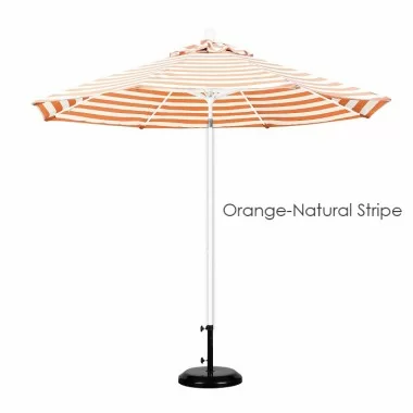 California Umbrella 9' Fiberglass Market Umbrella Pulley OpenM White - Olefin