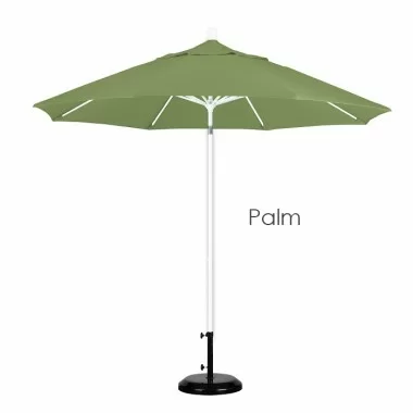 California Umbrella 9' Fiberglass Market Umbrella Pulley Open Matted White - Pacifica