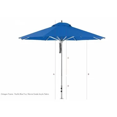 6 1/2' Square Four Panel Aluminum Market Umbrella