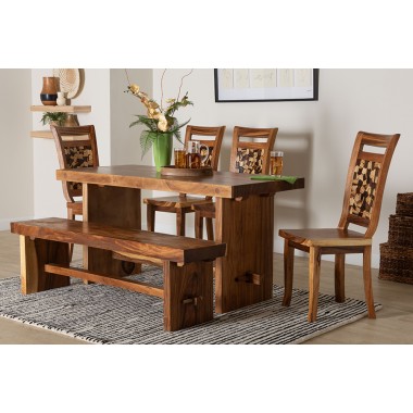 Baxton Bali & Pari Luan Suar Wood 6-piece Dining Set - Lifestyle