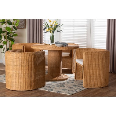 Baxton Bali & Pari Luan Suar Wood 6-piece Dining Set - Lifestyle