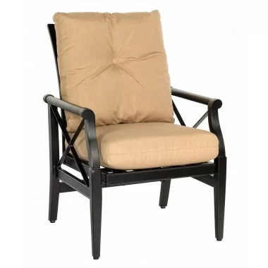 Woodard Andover Cushion Rocking Dining Arm Chair - Angled View