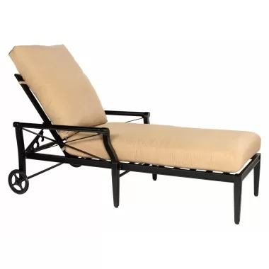 Woodard Andover Adjustable Chaise Lounge with Waterfall Cushion - Angled View