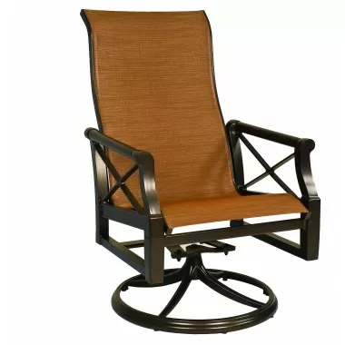 Woodard Andover Sling High Back Swivel Rocking Dining Arm Chair