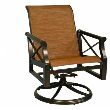 Woodard Andover Sling Swivel Rocking Dining Armchair 