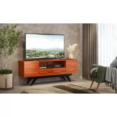 Furnitech Signature Collection Mid-Century Modern TV Console In Wood - Lifestyle