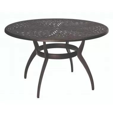 Woodard Apollo Round Umbrella Dining Table - Angled