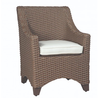 Woodard Augusta Wicker Dining Arm Chair - Angled