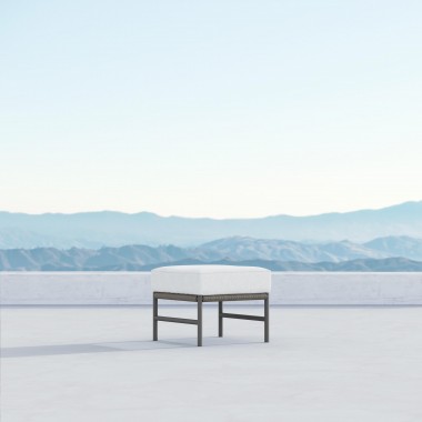 Azzurro Living Avalon Ottoman With Matte Charcoal Aluminum Frame And Lava Gray All-Weather Rope - Lifestyle